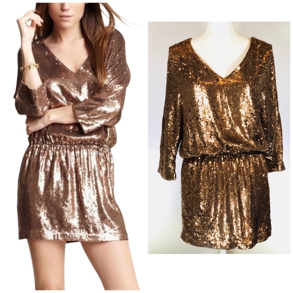 Haute Hippie Dresses & Skirts - NWOT {HAUTE HIPPIE} Bronze Sequin Party Mini Dress